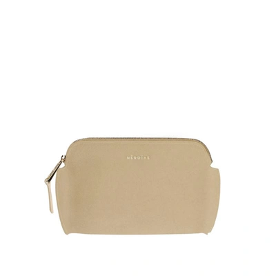 Shop Maison Häroã¯ne Cosmetic Bag Anne Imitation Leather In Beige