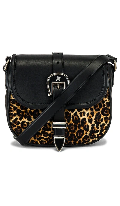 Shop Golden Goose Pony Hair Small Rodeo Bag In Black & Brown Leo