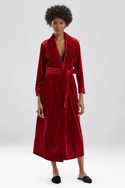 Shop Natori Velvet Wrap Robe In Red