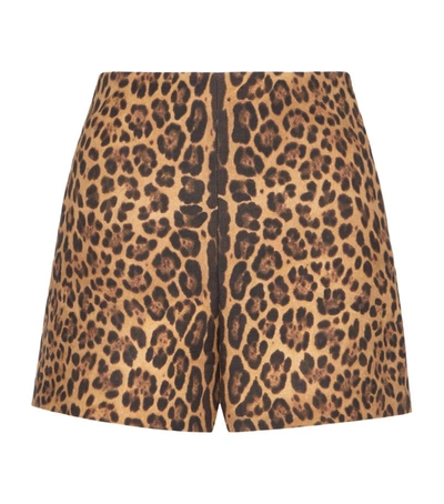 Shop Valentino Wool-silk Leopard Print Shorts In Multi