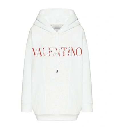 Shop Valentino Lace Logo Hoodie In Multi