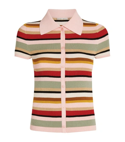 Shop Alice And Olivia Striped Colleen Polo Shirt In Multi