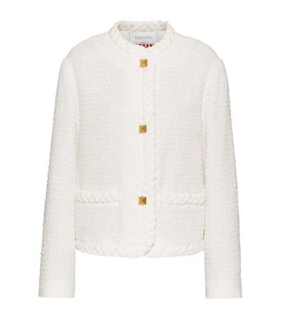 Shop Valentino Tweed Jacket In White