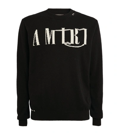 Shop Amiri Cashmere Logo Sweater In Black