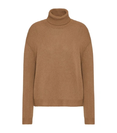 Shop Valentino Cashmere Rollneck Sweater In Beige