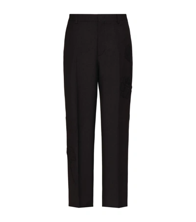 Shop Valentino Wool-mohair Trousers In Black