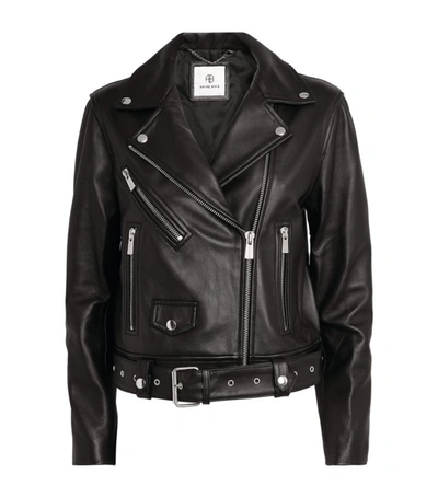 Shop Anine Bing Leather Benjamin Biker Jacket In Black