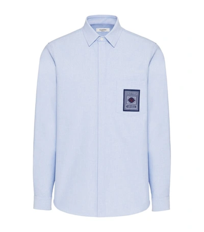 Shop Valentino College Patch Shirt In Blue