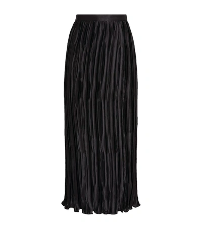 Shop Andrew Gn Silk Pleated Midi Skirt In Black