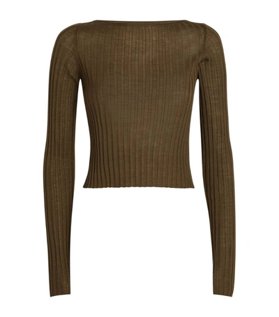 Shop Atm Anthony Thomas Melillo Wool Boat-neck Sweater In Green