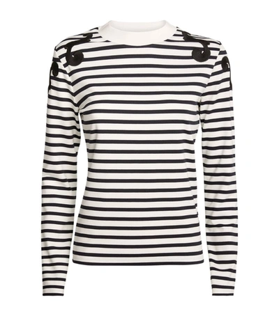 Shop Claudie Pierlot Striped Long-sleeved T-shirt In Nude