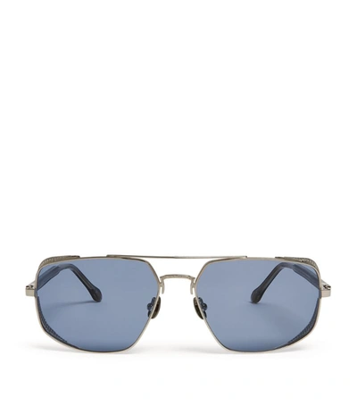 Shop Matsuda Side-shield Aviator Sunglasses In Silver
