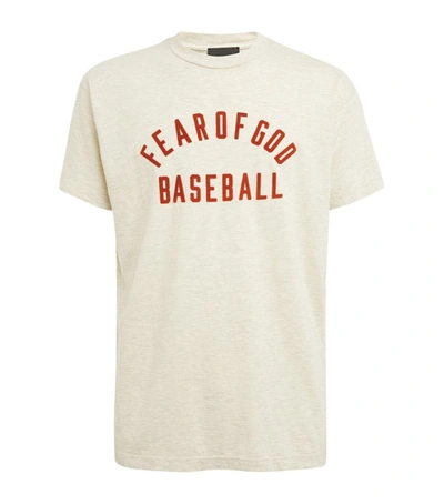 Shop Fear Of God Baseball Logo T-shirt In Beige