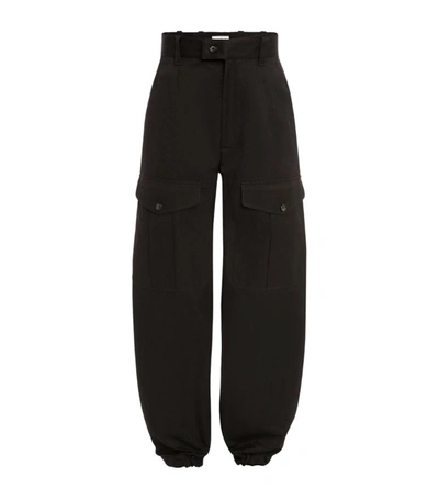 Shop Alexander Mcqueen Cotton Cargo Trousers In Black