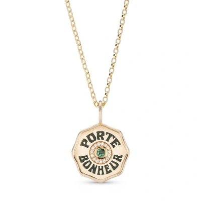 Shop Marlo Laz Mini Porte Bonheur Diamond Necklace In Emerald