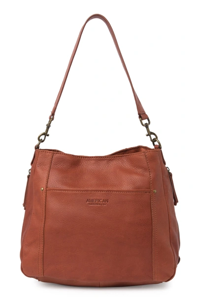 Shop American Leather Co. Austin Leather Shoulder Bag In Brandy Smooth