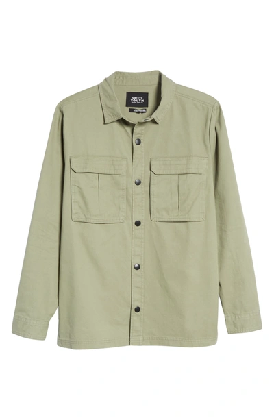 Shop Native Youth Apparel Washed Cotton Overshirt In Khaki