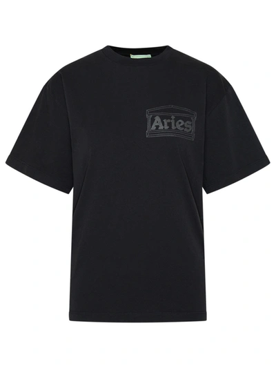 Shop Aries Black Cotton Temple T-shirt
