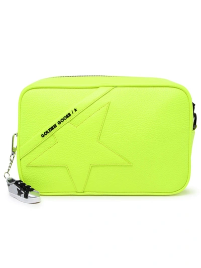 Shop Golden Goose Neon Yellow Textured Cow Leather Star Bag