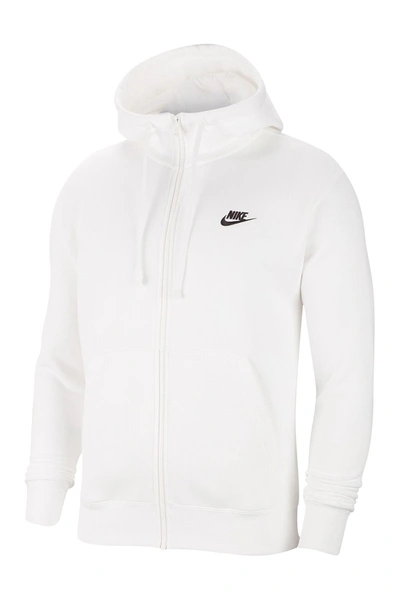 Shop Nike Men's Club Zip-up Logo Hoodie In White/black