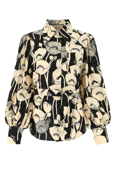 Shop Gucci Printed Crepe Shirt Floral  Donna 38 In Multi