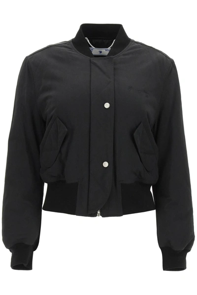 Off-white Embroidered Logo Bomber Jacket In Black