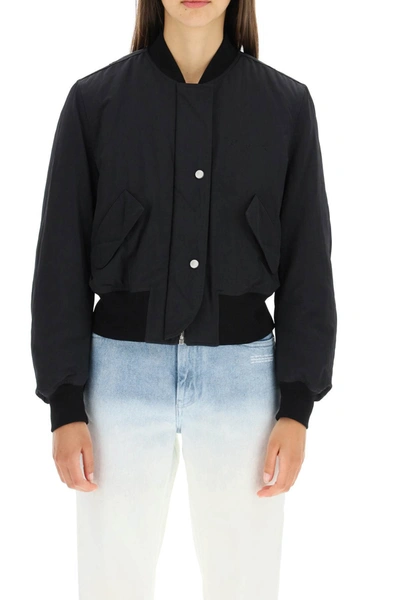 Off-white Embroidered Logo Bomber Jacket In Black