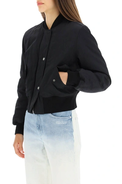 Off-white Embroidered Logo Bomber Jacket In Black