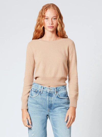 Shop Naadam Long Sleeve Cropped Pullover In Camel