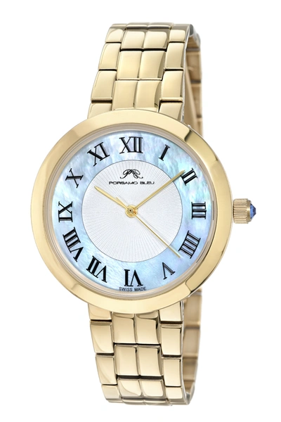 Shop Porsamo Bleu Helena Women's Baby Blue And Goldtone Bracelet Watch, 1072bhes