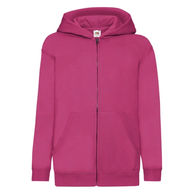 Shop Fruit Of The Loom Childrens/kids Unisex Hooded Sweatshirt Jacket (fuchsia) In Pink