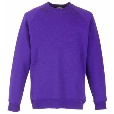 Shop Fruit Of The Loom Childrens/kids Unisex Raglan Sleeve Sweatshirt (purple)