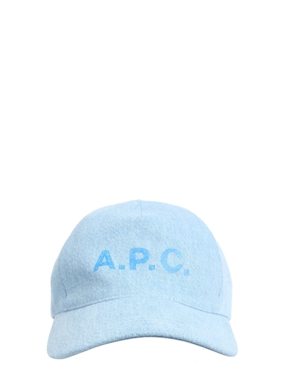 Shop Apc Cotton Baseball Hat In Azzurro