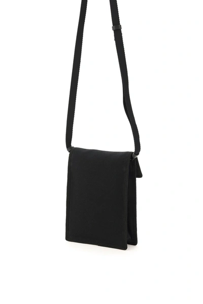 Shop Palm Angels Crossbody Cotton Phone Bag With Logo In Black