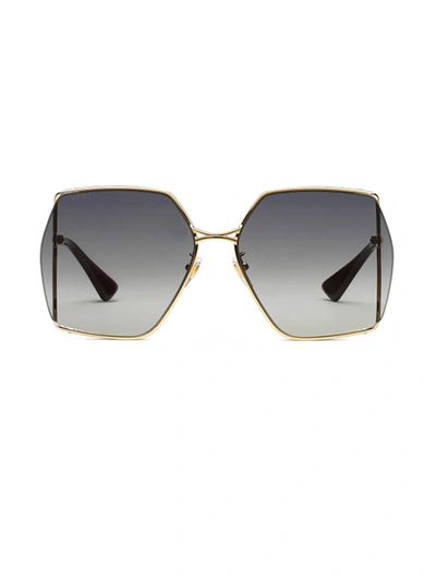Shop Gucci Eyewear Oversized Geometric Frame Sunglasses In Gold