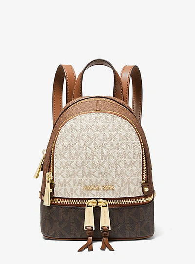 Michael Kors Rhea Mini Color-block Logo Backpack In Brown | ModeSens