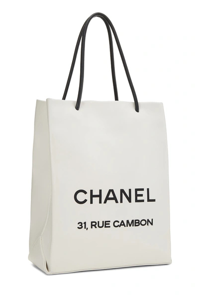 Pre-owned White Leather Essential Rue Cambon Shopping Tote Medium
