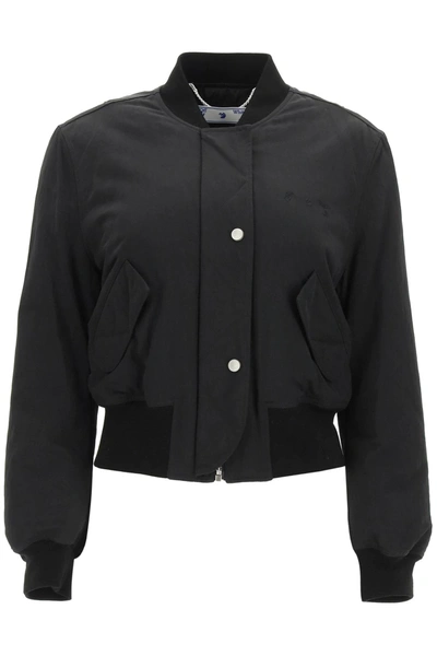 Off-white Embroidered Logo Bomber Jacket