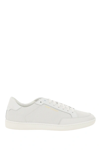 Shop Saint Laurent Sl10 Sneakers In Perforated Leather In White