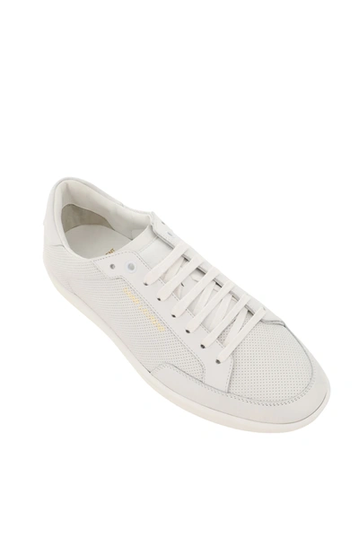 Shop Saint Laurent Sl10 Sneakers In Perforated Leather In White