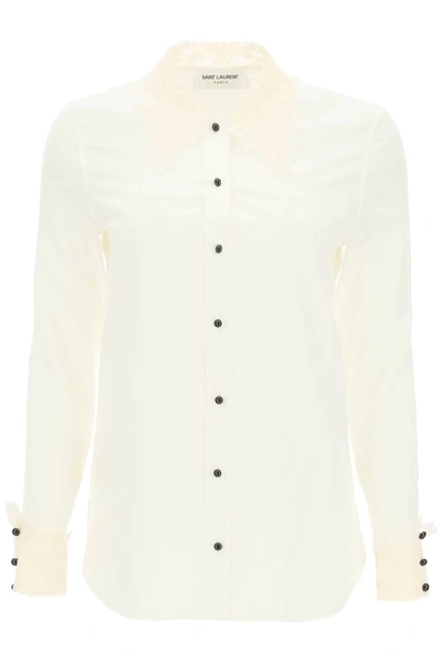 Shop Saint Laurent Cotton And Silk Shirt In White