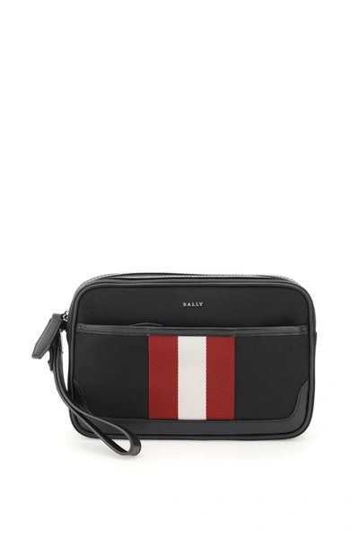 Shop Bally Caliros Pouch In Black,white,red