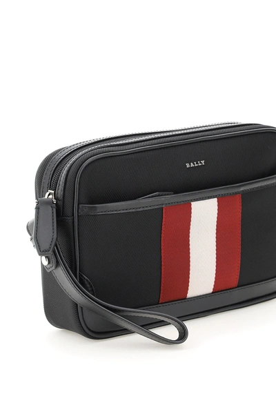 Shop Bally Caliros Pouch In Black,white,red