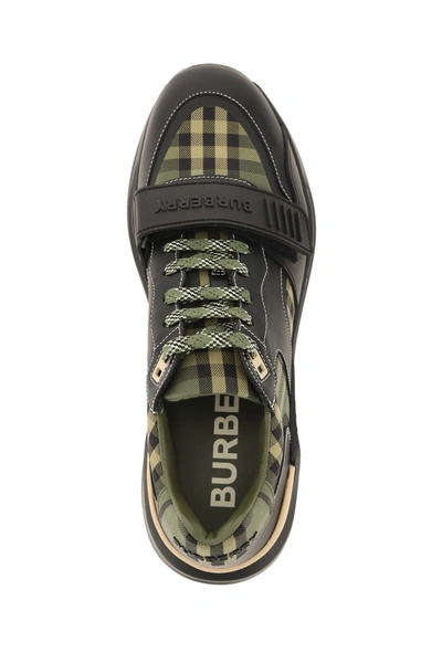 Shop Burberry Sneakers Ramsey Check In Black,green