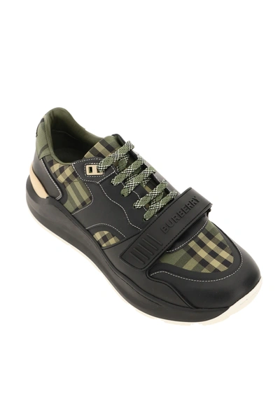 Shop Burberry Sneakers Ramsey Check In Black,green