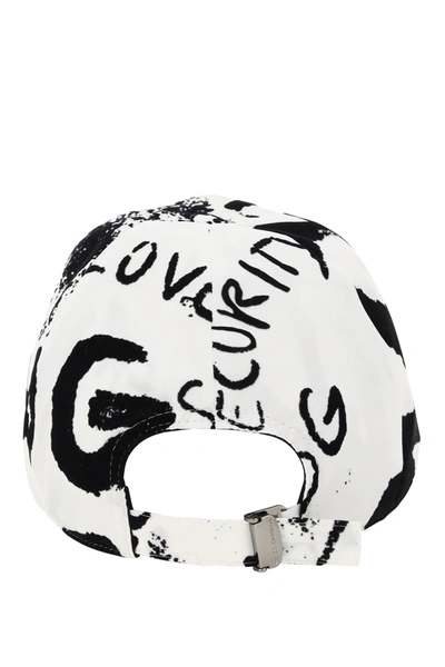 Shop Dolce & Gabbana Graffiti Print Baseball Cap In White,black