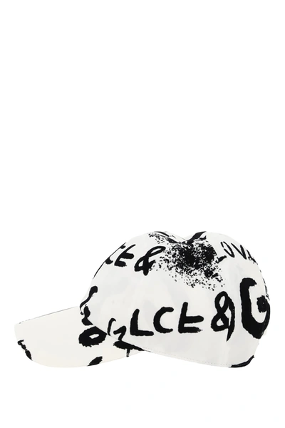 Shop Dolce & Gabbana Graffiti Print Baseball Cap In White,black