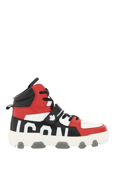 Shop Dsquared2 Basket Icon Hi-top Sneakers In Red,white,black