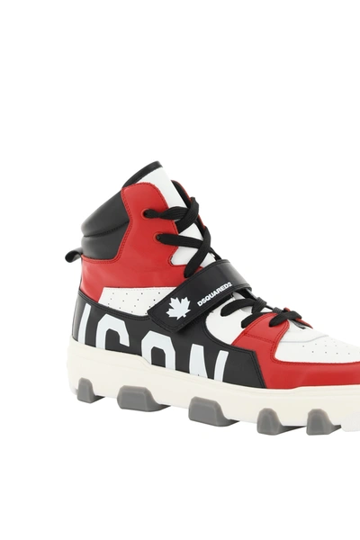 Shop Dsquared2 Basket Icon Hi-top Sneakers In Red,white,black