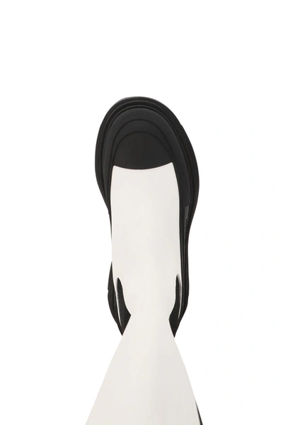 Shop Alexander Mcqueen Tread Slick Knee High Boots In White,black